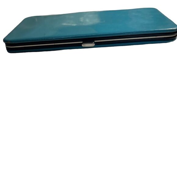 Shiny blue teal clutch wallet 7”x4” - Picture 9 of 10
